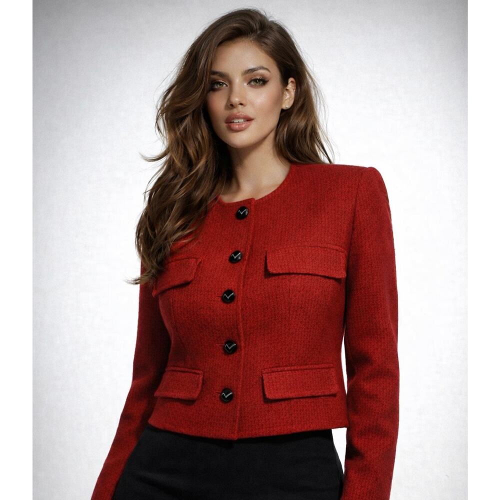 NWT Designer Veronica Beard Red Button-Up Blazer Leslie Jacket Authentic size 14
